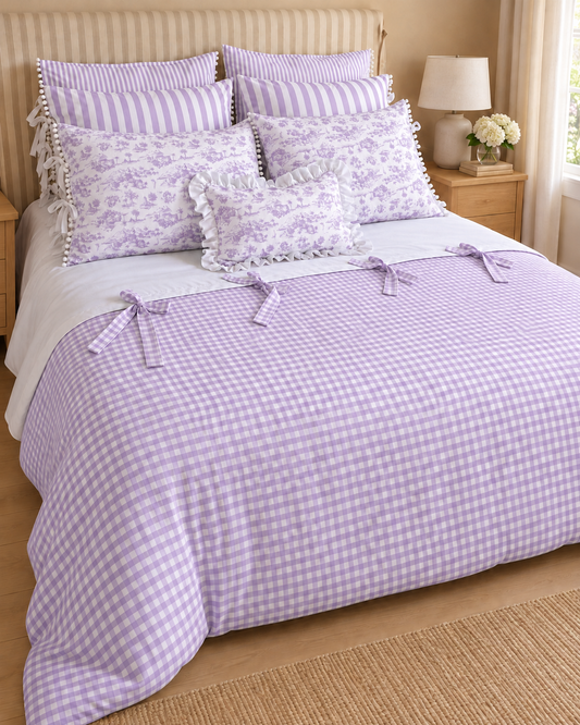 Funda de Plumón Doble Faz — Vichy Lavanda