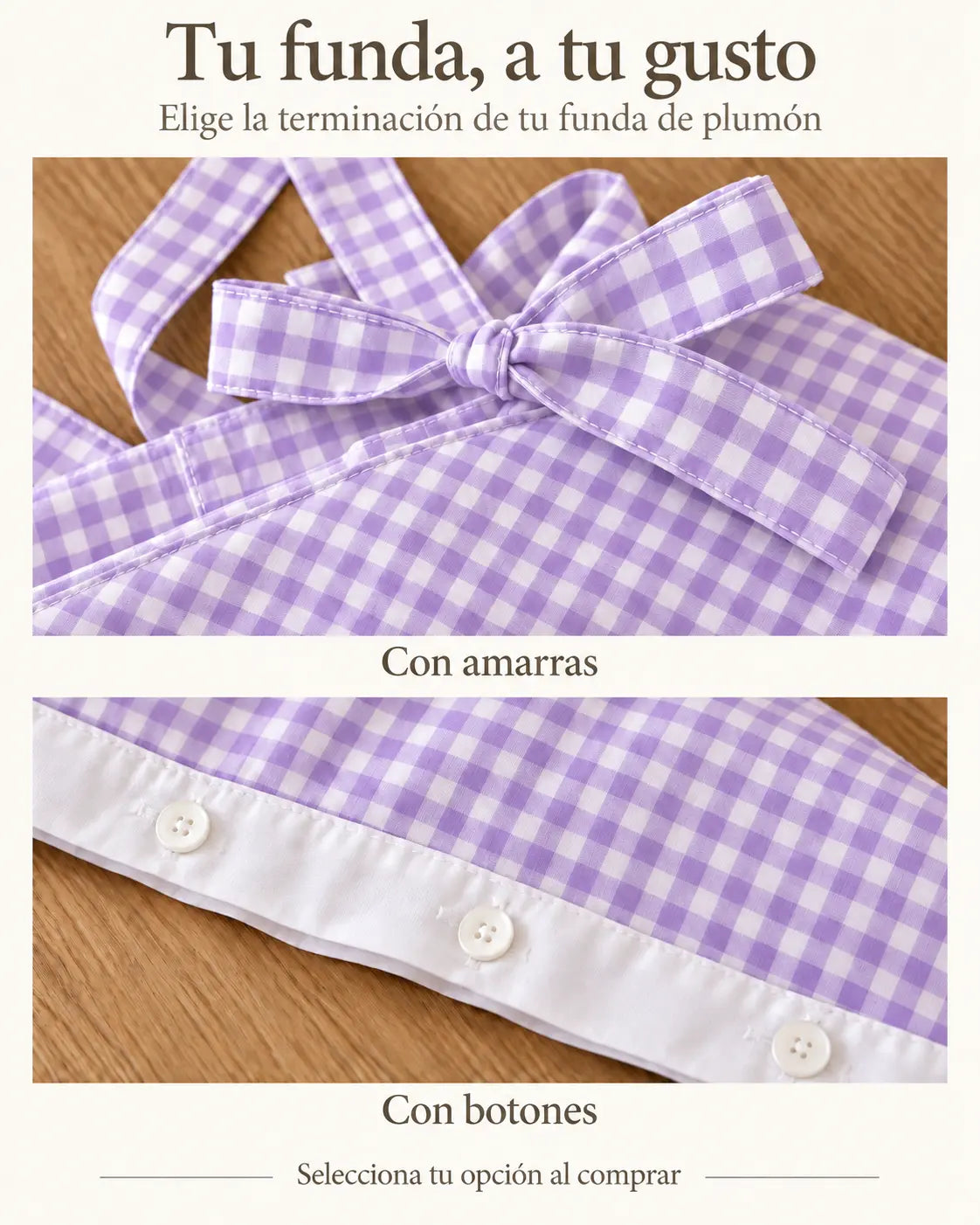 Funda de Plumón Doble Faz — Vichy Lavanda