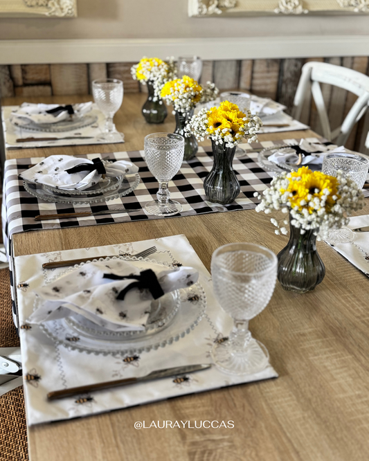 Kit de Mesa Abeja Dorada con servilletas estampada abeja