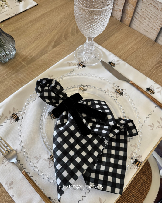Kit de Mesa Abeja Dorada con servilletas picnic negro