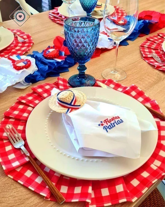 Servilletas de Tela Bordada color blanco Fiestas Patrias