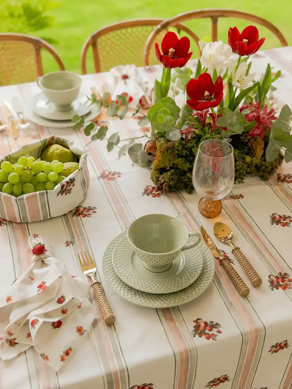 Mantel Rectangular Rayas de Fraise de Paris