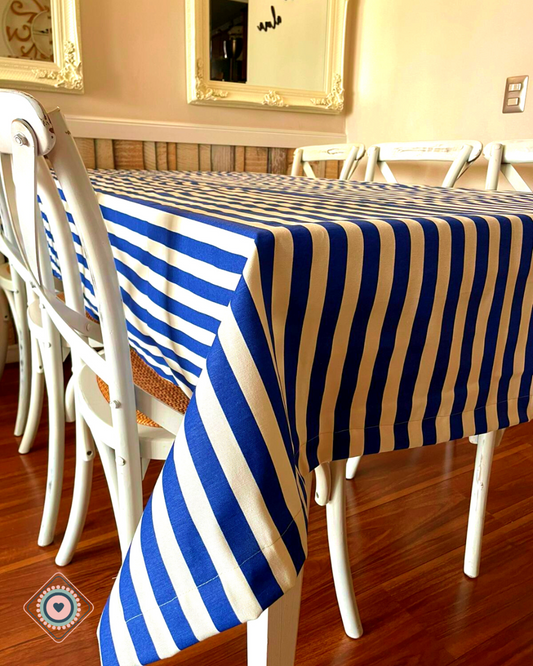 Mantel Rectangular Rayas Azules