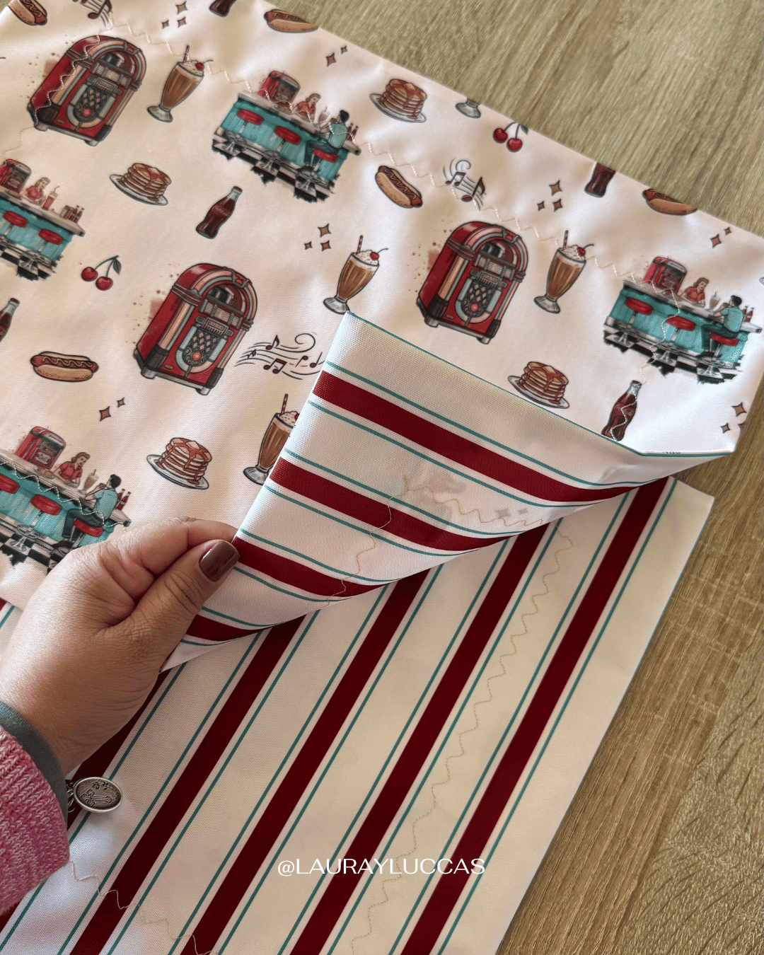 Individual de tela doble faz impermeable American Diner
