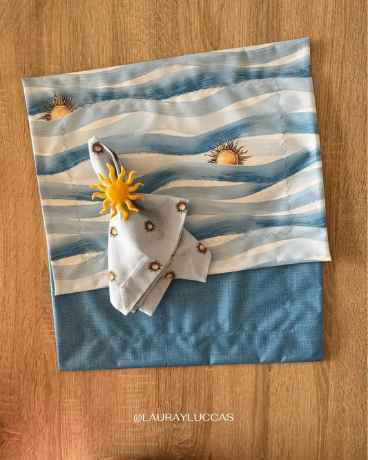 Kit de Mesa Puesta Sol de Mayo con servilleta estampada