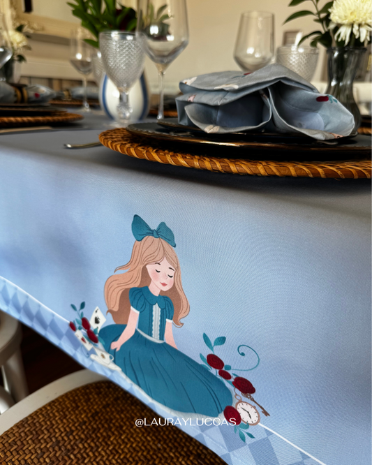 Mantel Rectangular Alicia en el país de las maravillas celeste