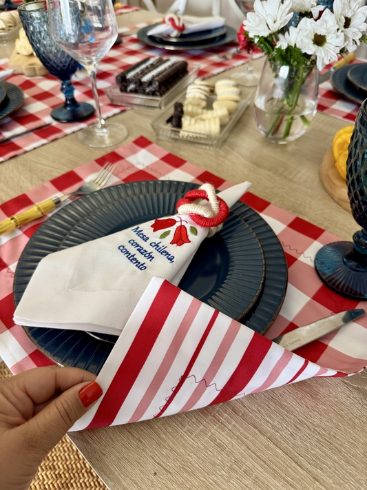 Set familia - 4 individuales doble faz Picnic Rojo
