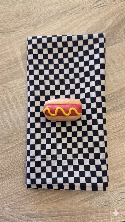 Kit de Mesa Puesta American Diner con servilleta cuadros y porta servilletas hot dog