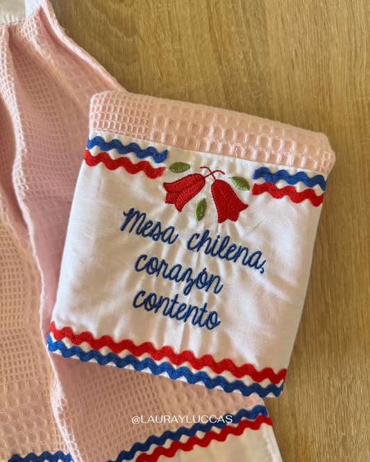 Kit de Toalla colgante seca manos y paño de cocina Mesa chilena