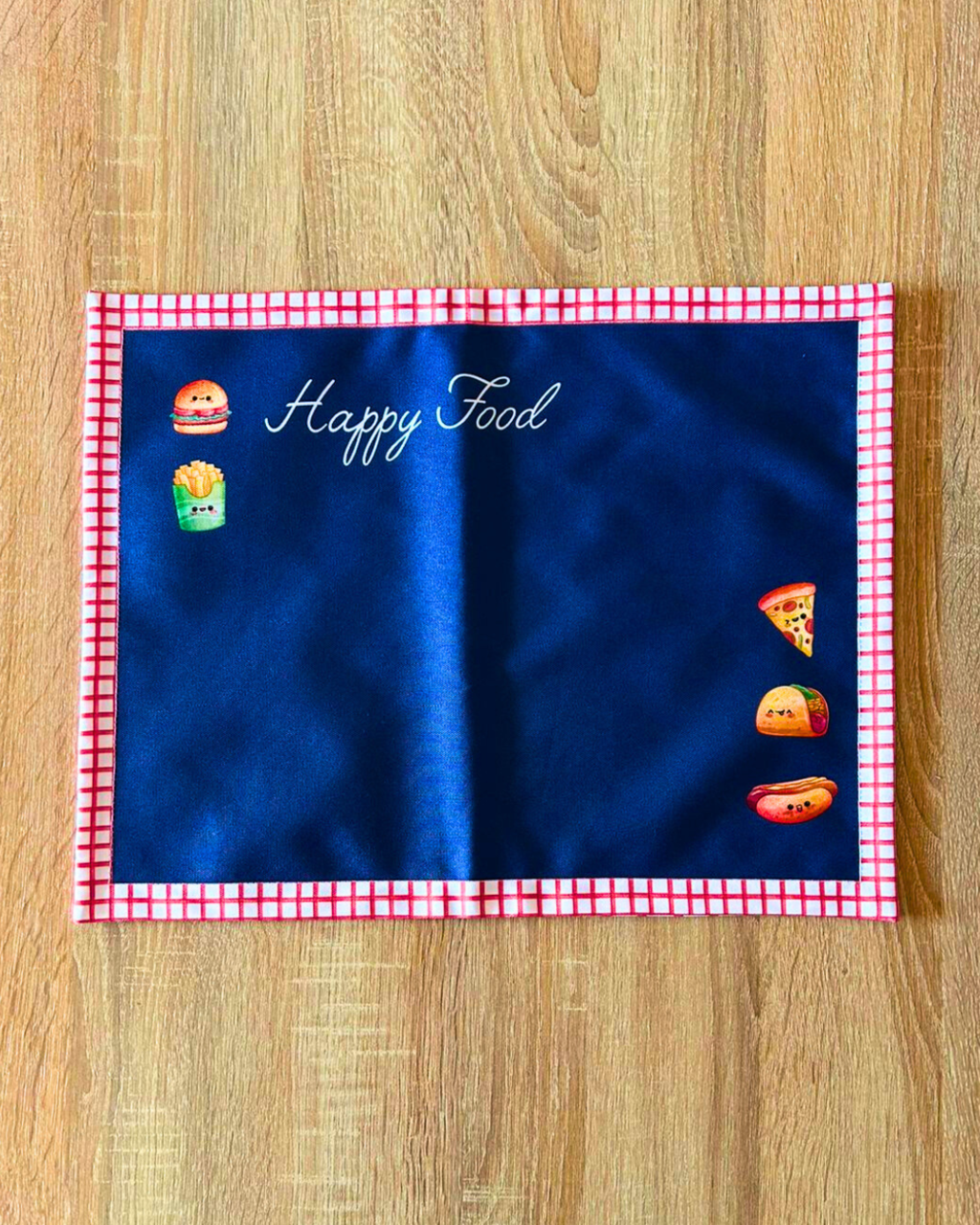 Individual de tela doble faz impermeable Happy Food