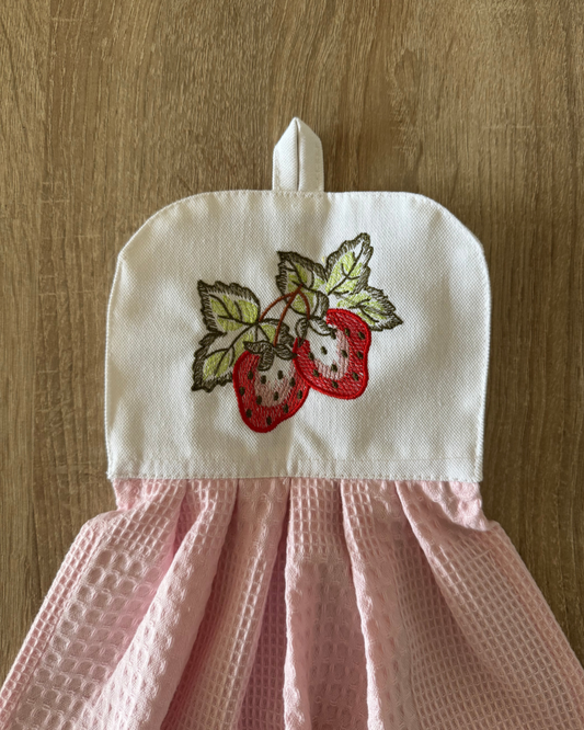 Kit de Toalla colgante seca manos y paño de cocina Frutilla