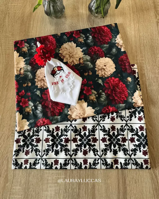 Kit de Mesa Puesta Jardín de Frida con servilleta bordada