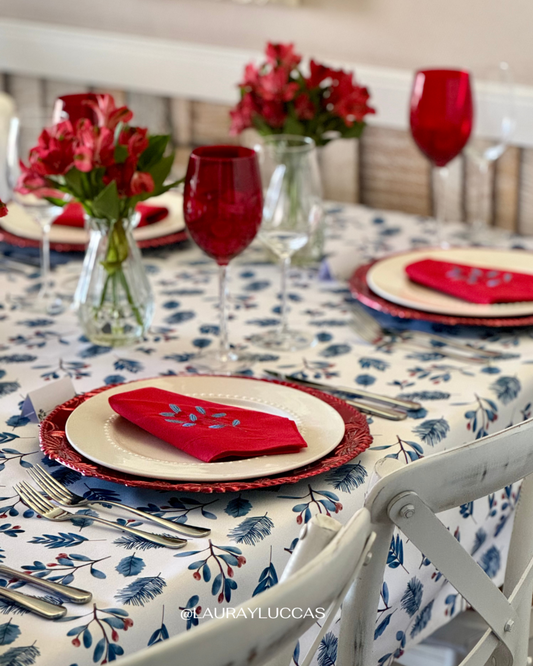 Mantel Rectangular Berries Azul