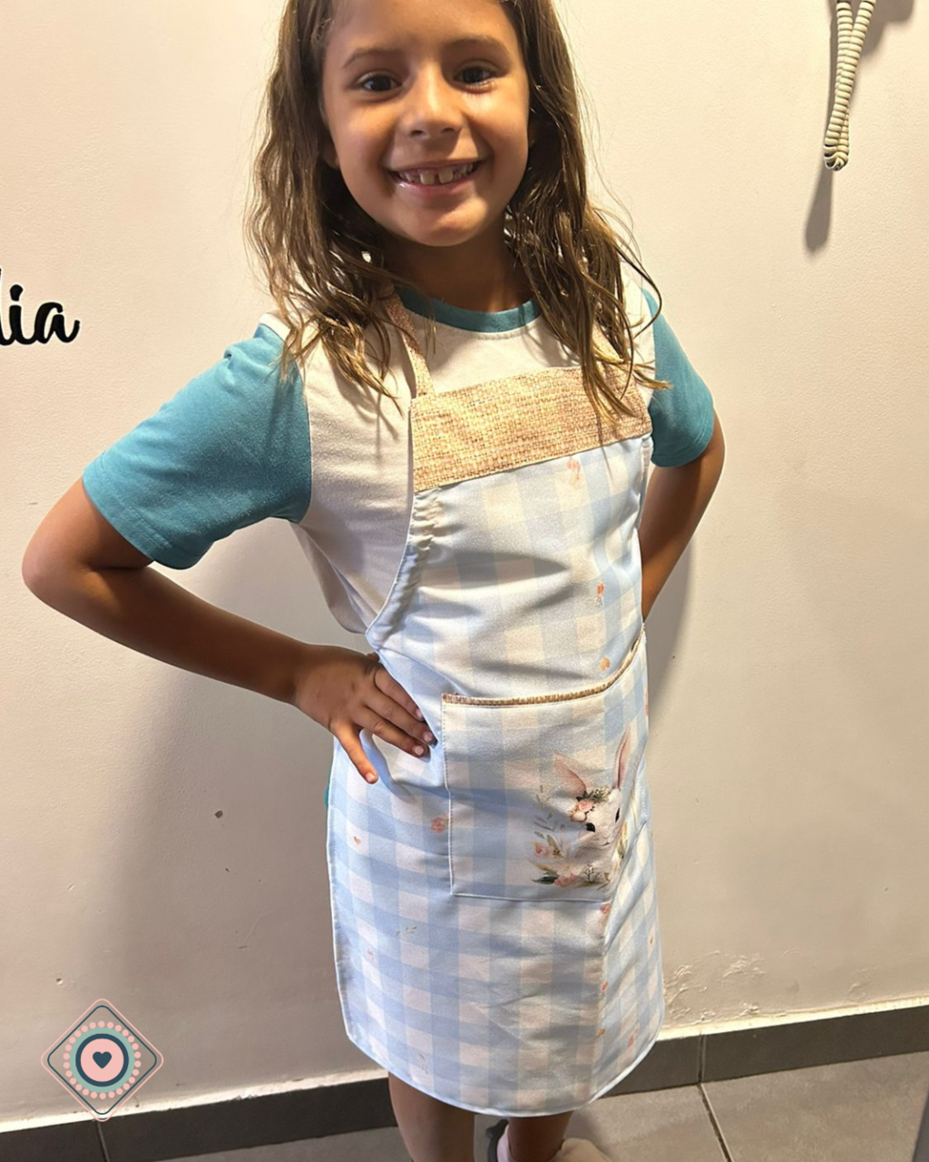 Delantal Impermeable Cuadrille Celeste Pascua - Niños