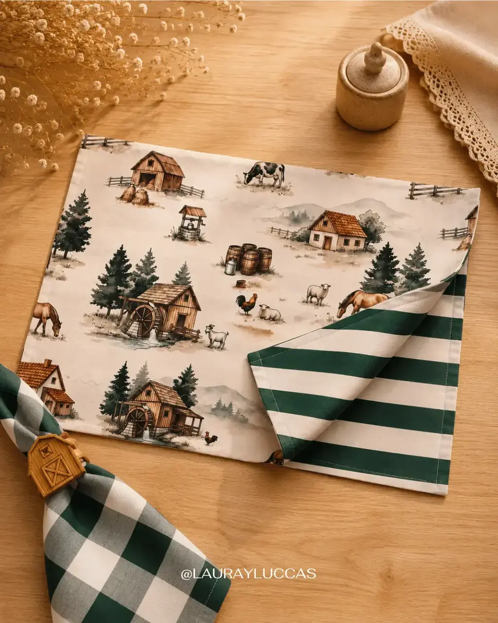 Kit de Mesa Puesta La Casona con servilleta estampada Vichy