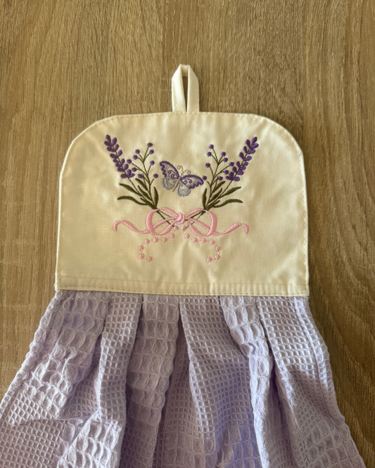 Kit de Toalla colgante seca manos y paño de cocina Lavanda