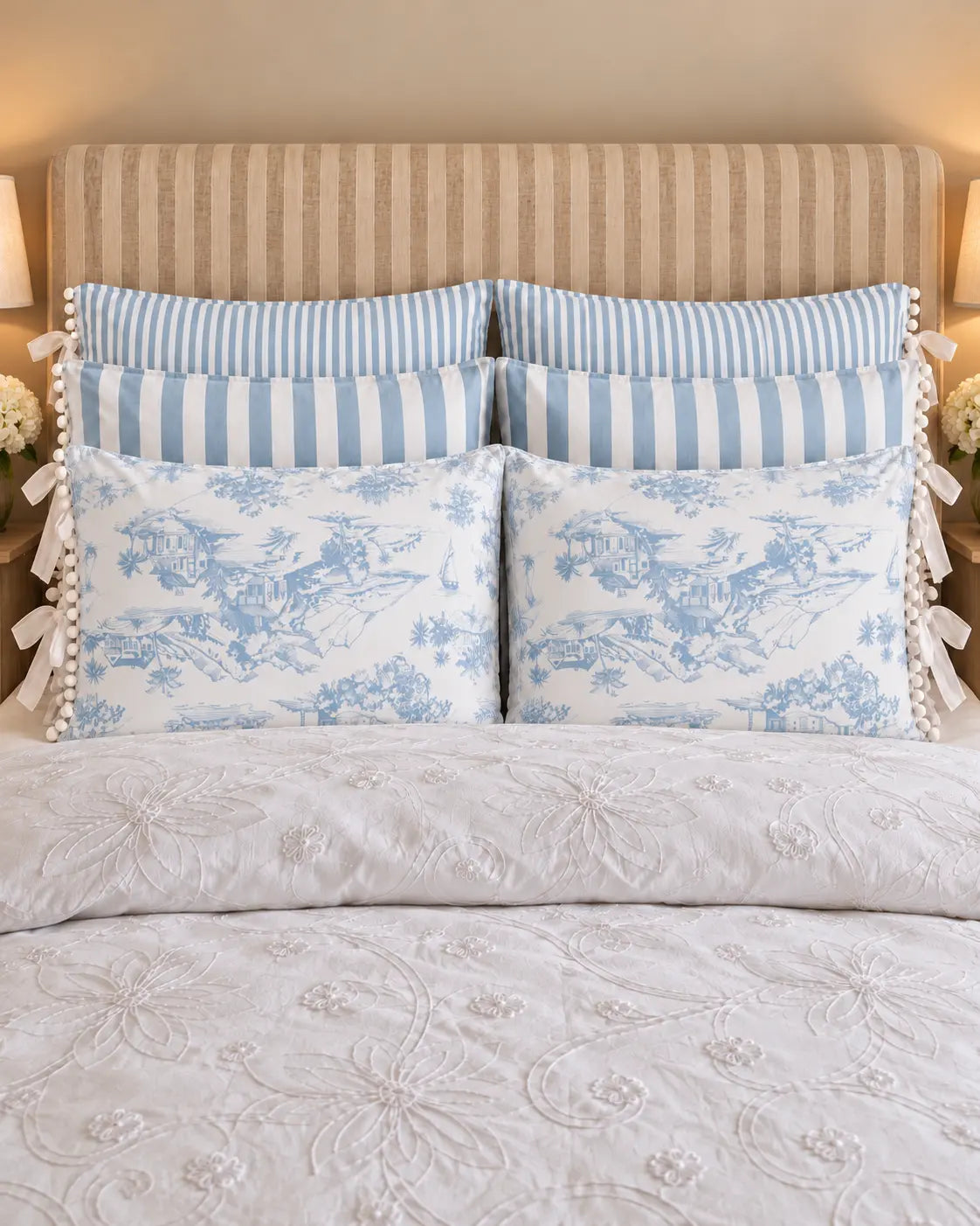 Funda de Almohada · Rayas Anchas Cielo de Provenza