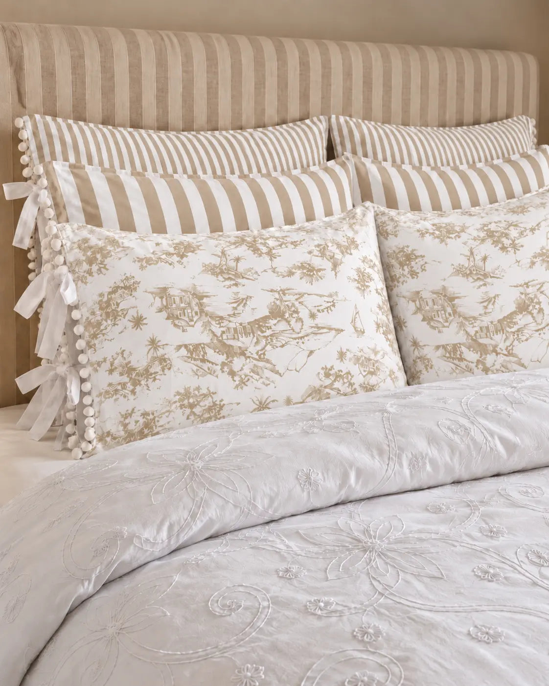Funda de Almohada · Rayas Anchas Herencia Beige