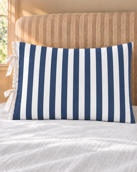 Funda de Almohada · Rayas Anchas Azul Provenzal
