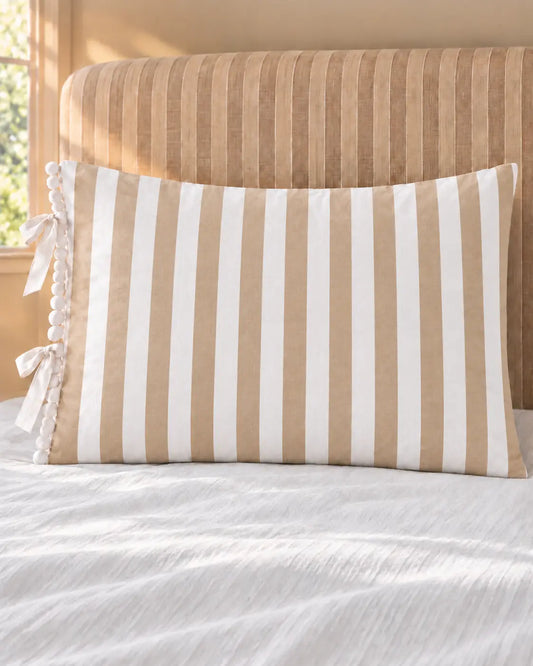 Funda de Almohada · Rayas Anchas Herencia Beige
