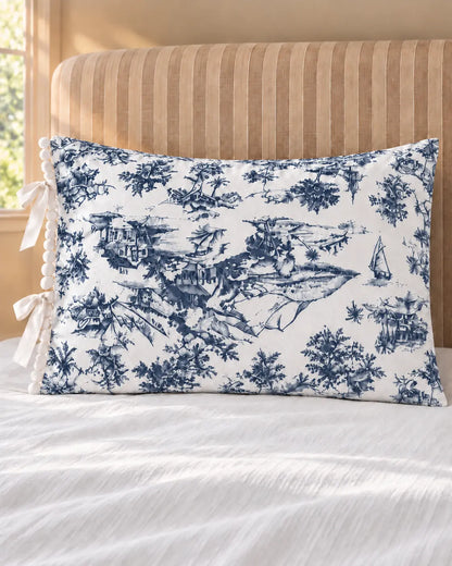Funda de Almohada · Toile de Jouy Azul Provenzal
