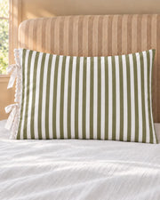 Funda de Almohada · Rayas Delgadas Verde Oliva