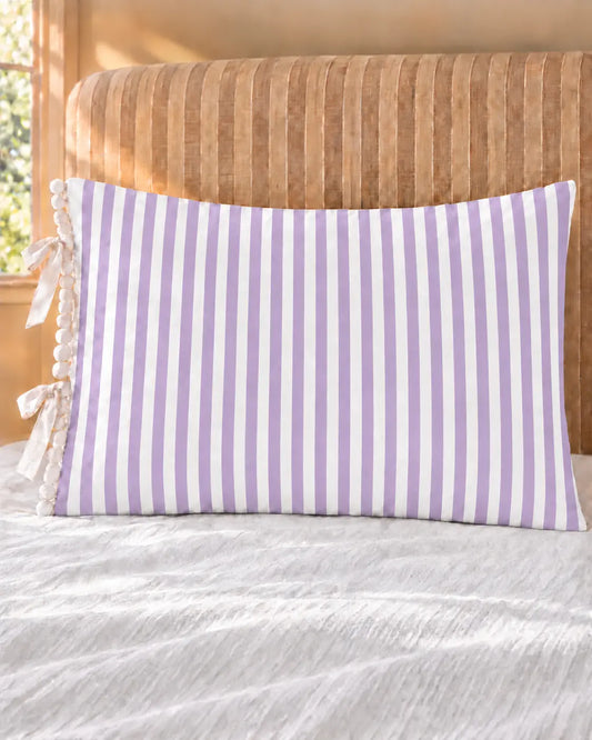 Funda de Almohada · Rayas Delgadas Lavanda