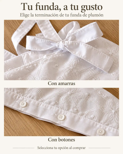 Funda de Plumón Doble Faz — Blanco Bordado