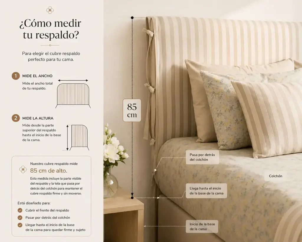Cubre Respaldo de Lino — Rayas Naturales