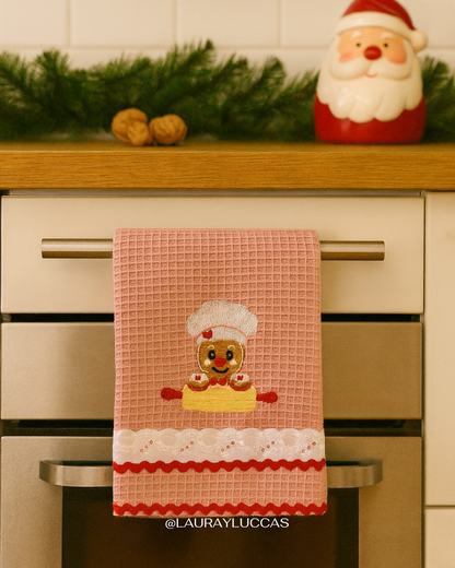 Paño de Cocina Palo Rosa Cocinero Navideño