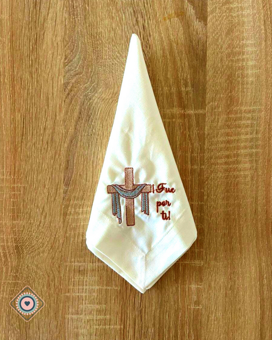 Servilleta de Tela Color blanco invierno bordado Fue por ti