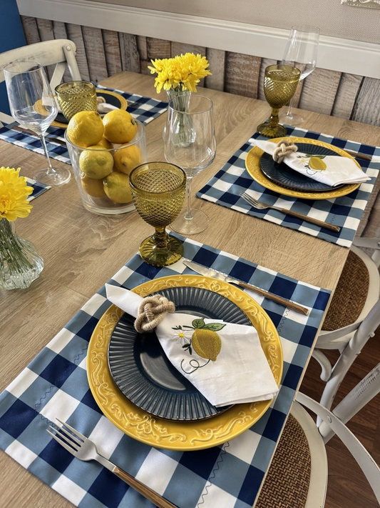 Set familia - 4 individuales doble faz Picnic Azul