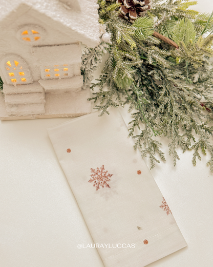 Servilleta de Tela Estampada Flocos de Nieve Casita