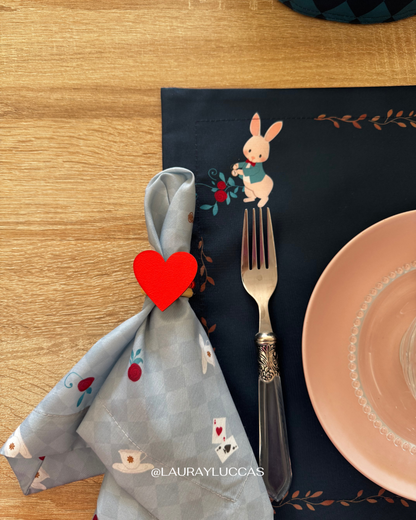 Kit de Mesa Puesta Alicia en el país de las maravillas Azul petróleo
