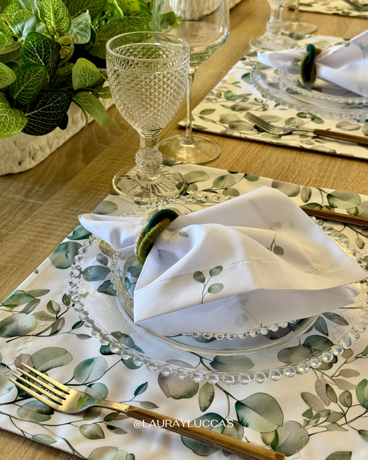 Kit de Mesa Eucalipto con servilletas estampada
