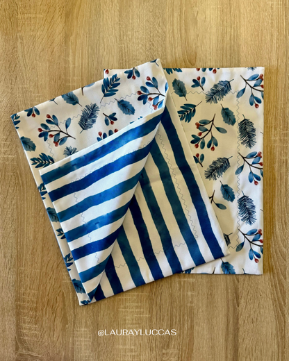 Individual de tela doble faz impermeable Berries Azul