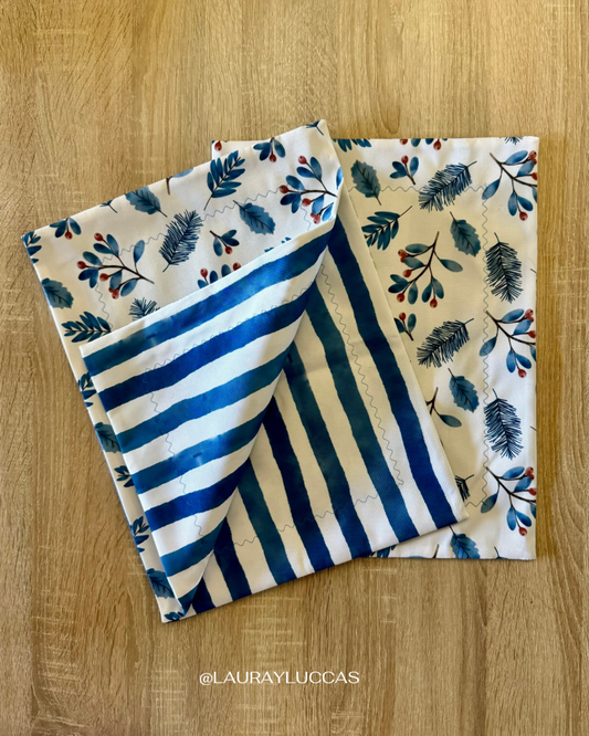 Individual de tela doble faz impermeable Berries Azul