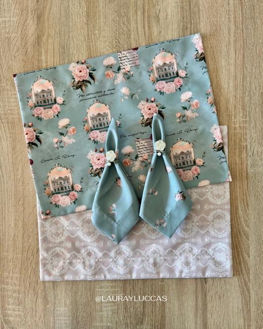 Kit de Mesa Orgullo y Prejuicio servilleta verde