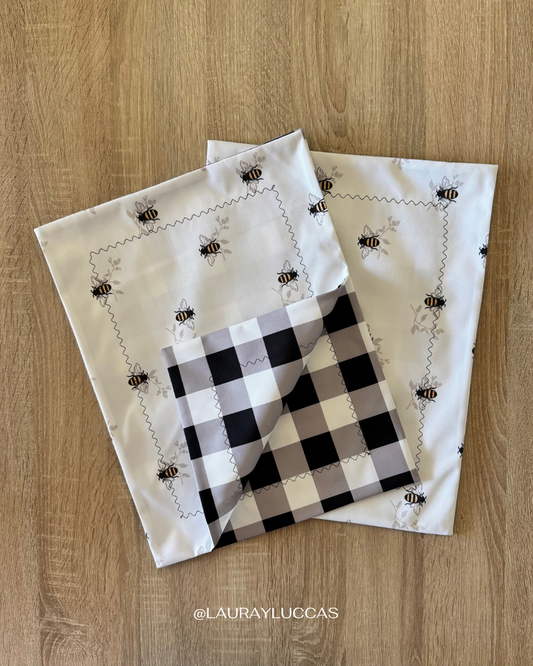Set familia - 4 individuales doble faz Abeja Dorada
