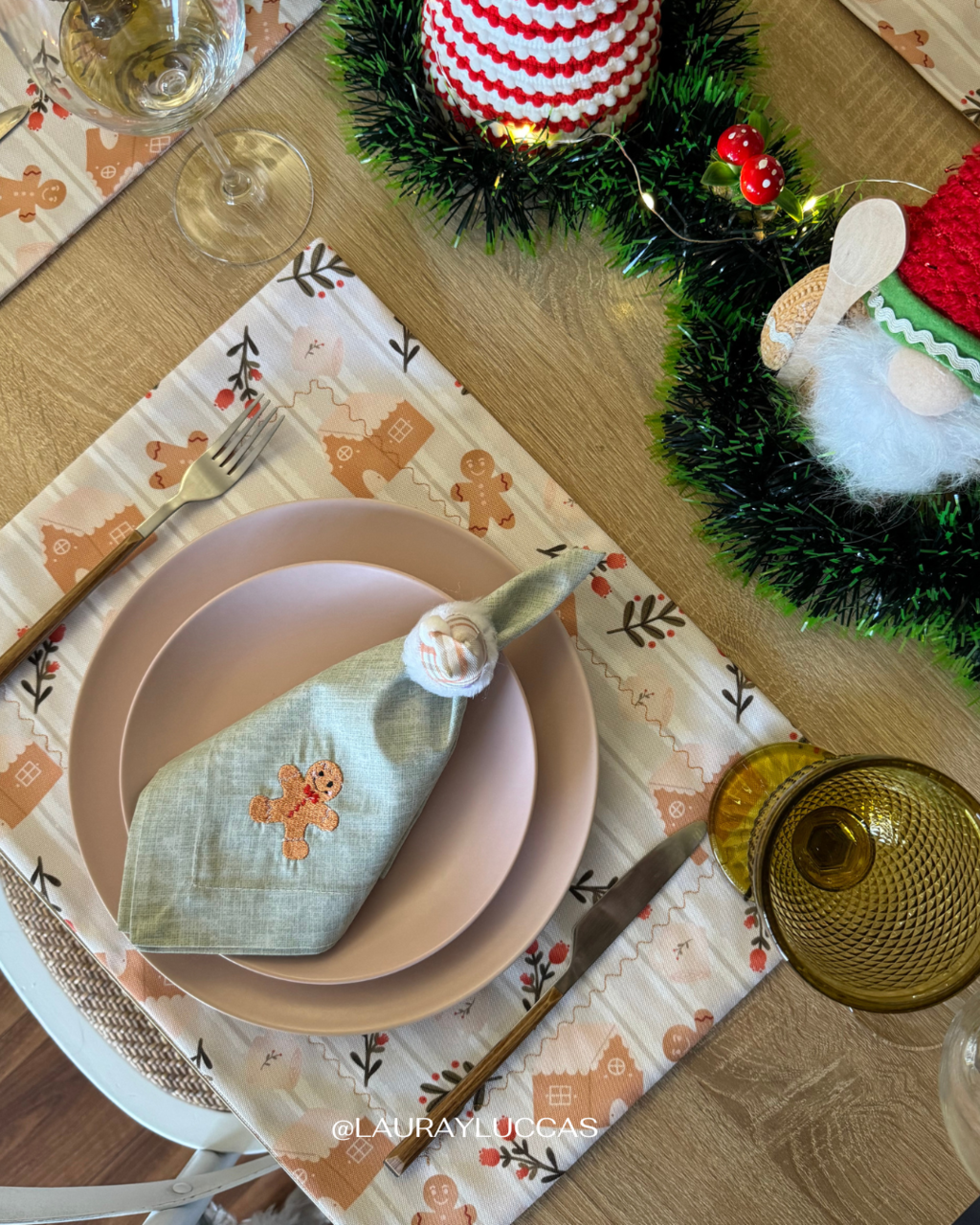 Porta servilletas Gorrito Navideño Cuadrillé verde agua Ginger