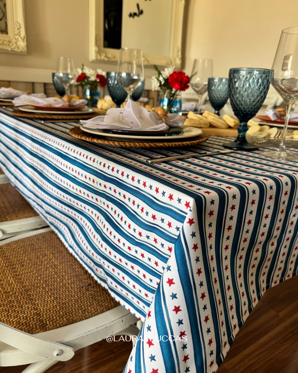 Mantel Rectangular Estrellas de Chile