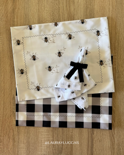 Kit de Mesa Abeja Dorada con servilletas estampada abeja