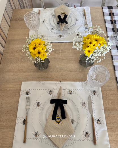 Set familia - 4 individuales doble faz Abeja Dorada