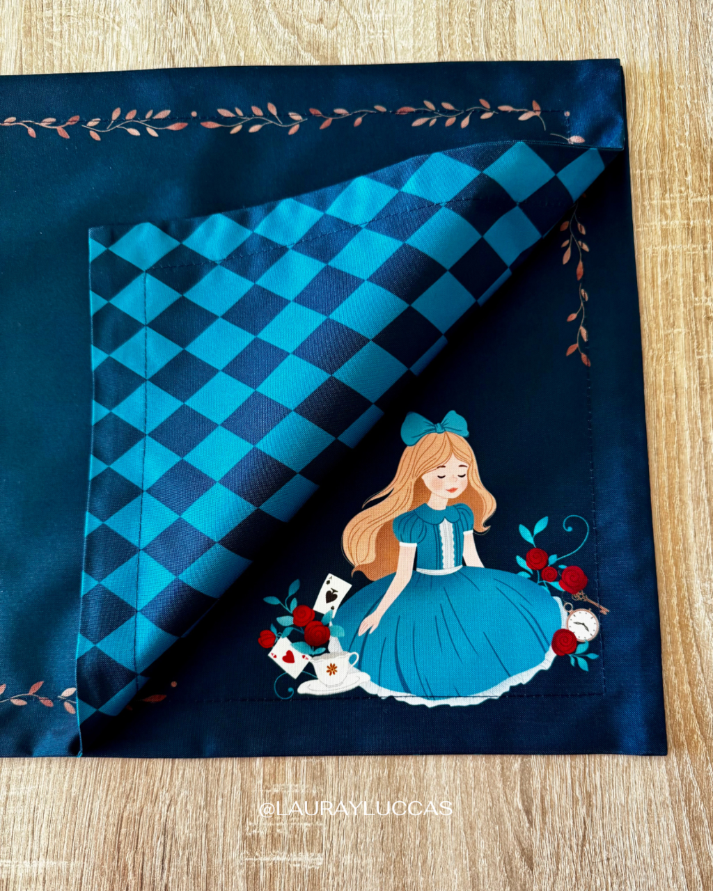 Individual de tela doble faz impermeable Alicia Azul Petroleo