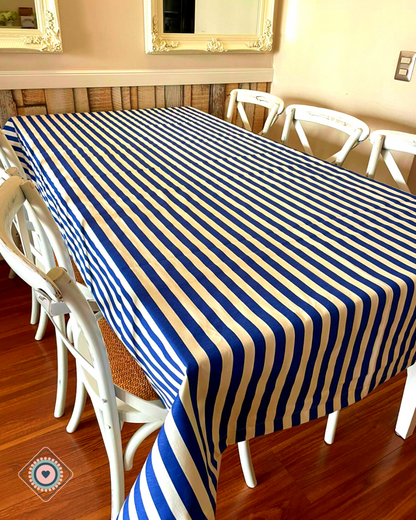 Mantel Rectangular Rayas Azules
