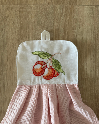 Kit de Toalla colgante seca manos y paño de cocina Guinda
