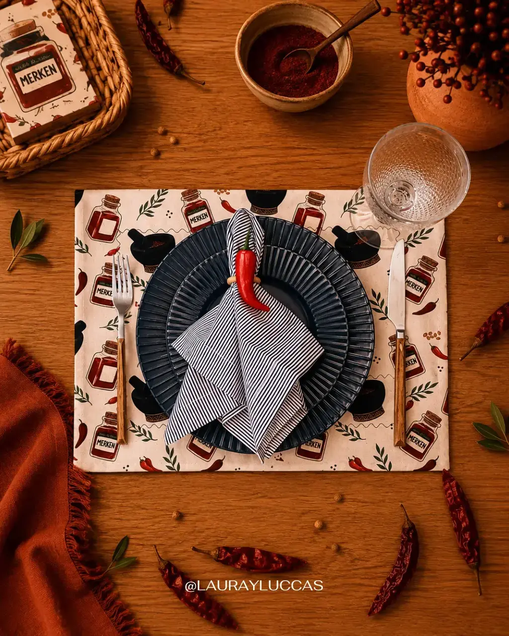 Kit de Mesa Puesta Merken con servilletas estampadas