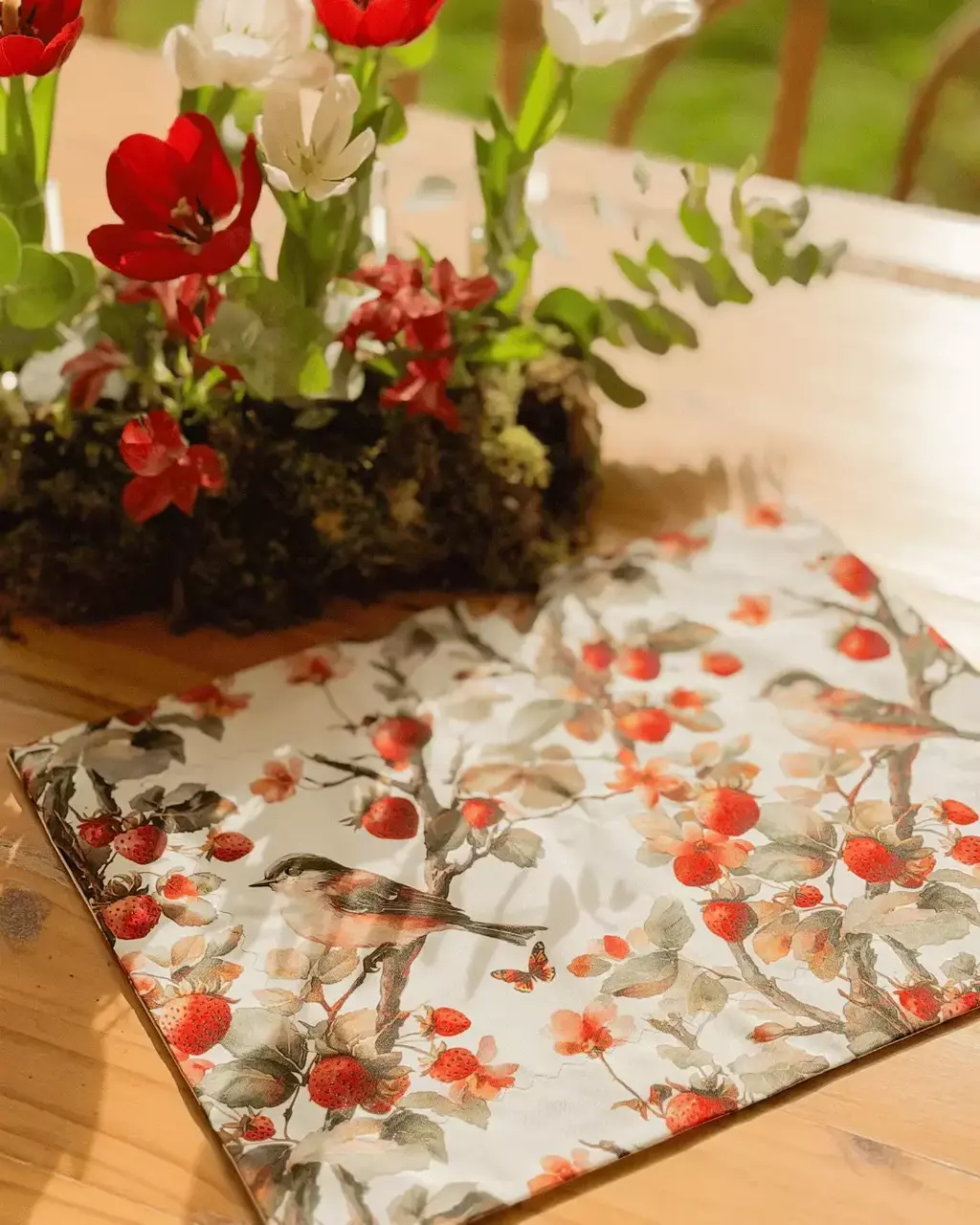 Individual de tela doble faz impermeable Fraise de Paris