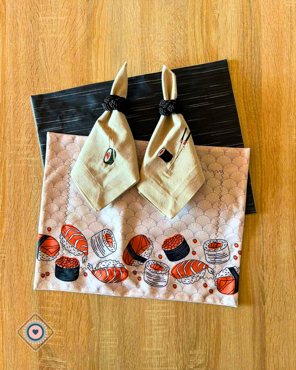 Kit de Mesa Puesta Japan Food (porta servilletas negro)