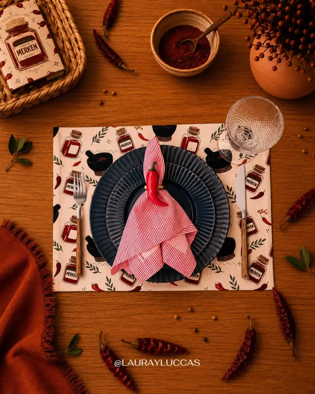 Kit de Mesa Puesta Merken con servilletas estampadas